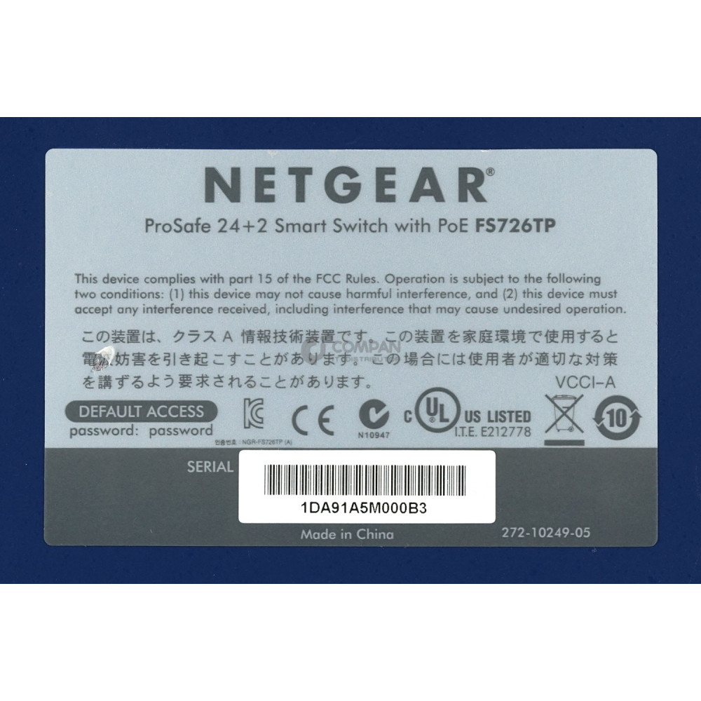 FS726TP NETGEAR PROSAFE FS726TP 24-PORT 100MB RJ-45 2-PORT 1GB SFP/RJ-45 SWITCH